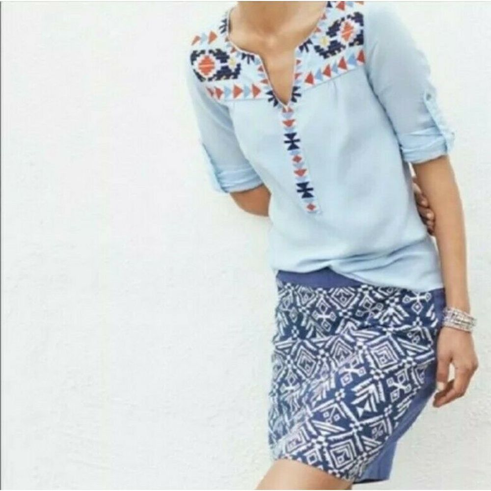 Pixley Blue and White Mini Skirt